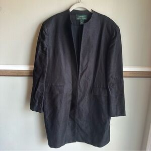 Vintage Lauren Ralph Lauren Black Linen Open Front Jacket